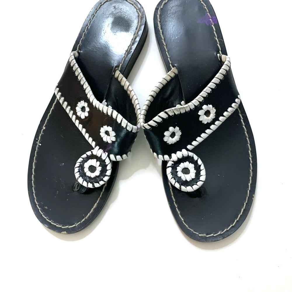 JACK ROGERS Sundance Classic Flat Sandals, black and white